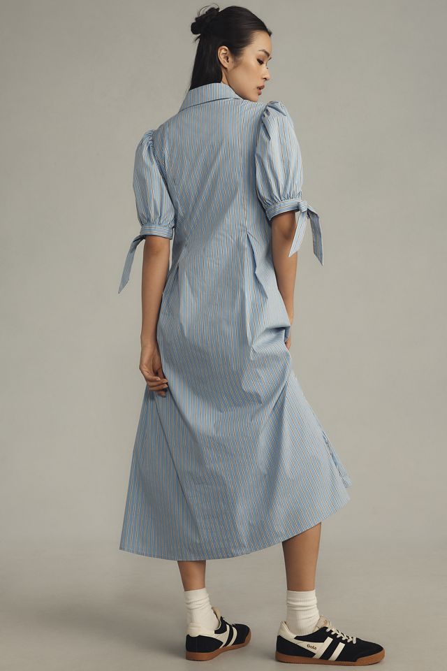 English Factory Puff-Sleeve A-Line Midi Shirt Dress #1