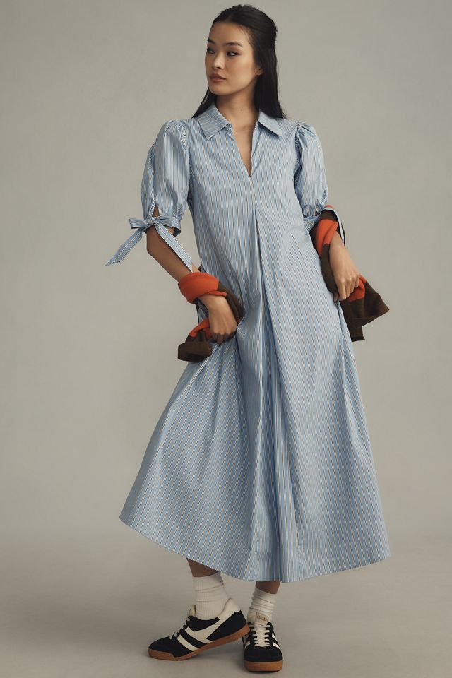 English Factory Puff-Sleeve A-Line Midi Shirt Dress #2