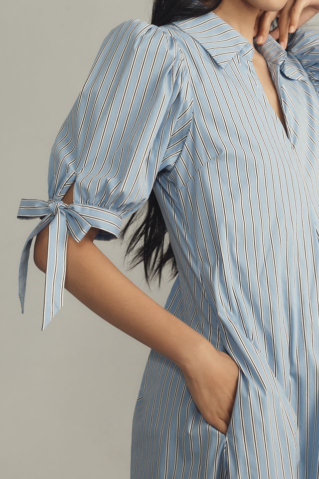 English Factory Puff-Sleeve A-Line Midi Shirt Dress #3