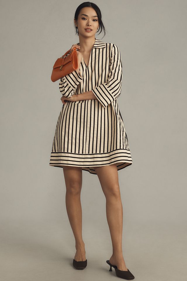 English Factory Long-Sleeve Collared Swing Mini Dress #2