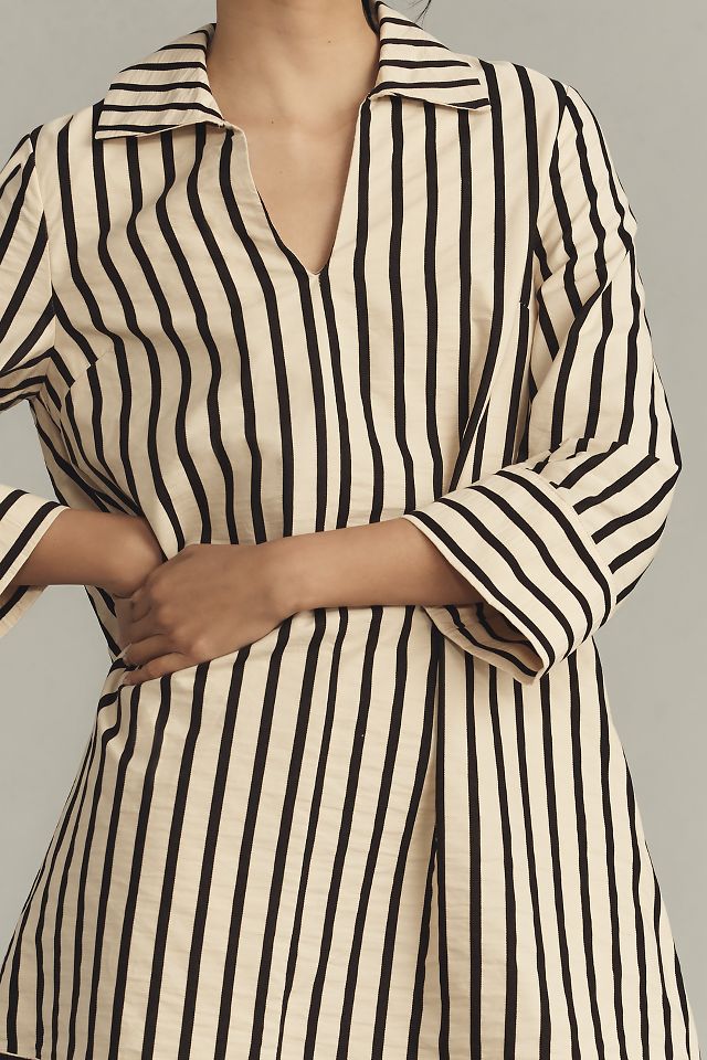 English Factory Long-Sleeve Collared Swing Mini Dress | Anthropologie