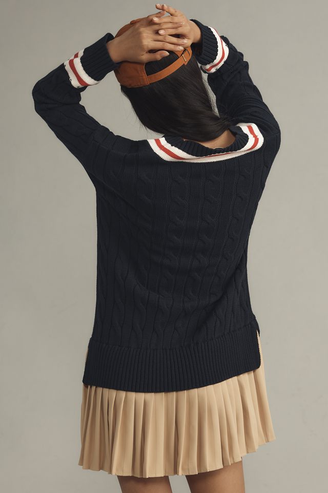English Factory Long-Sleeve V-Neck Twofer Sweater Mini Dress #1