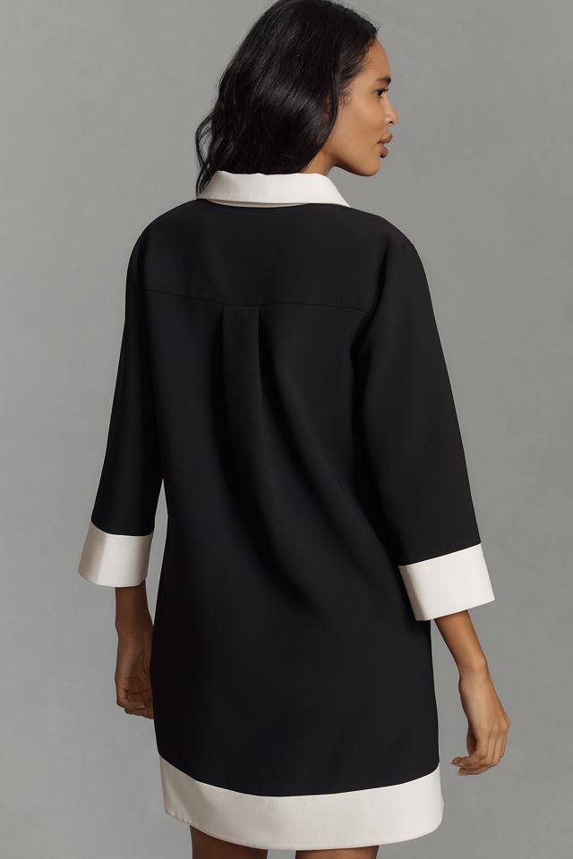 English Factory Long-Sleeve Collared Shift Mini Dress #1