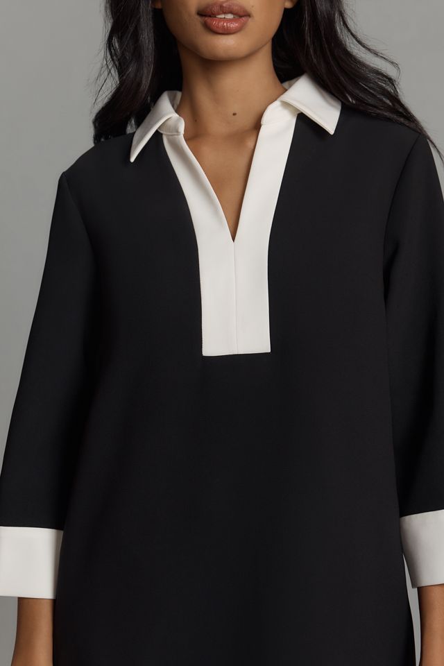 English Factory Long-Sleeve Collared Shift Mini Dress #2