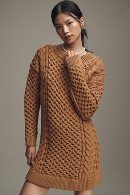 English Factory Long-Sleeve Cable Knit Mini Dress | Anthropologie