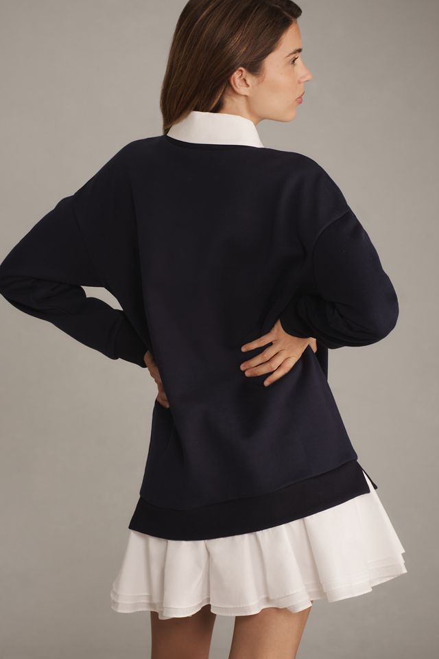 English Factory Long-Sleeve Collared Twofer Mini Dress #1