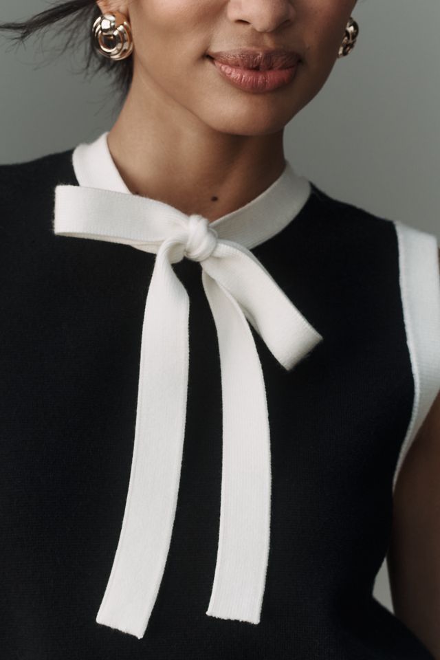 English Factory Sleeveless Tie-Neck Shift Mini Dress #1