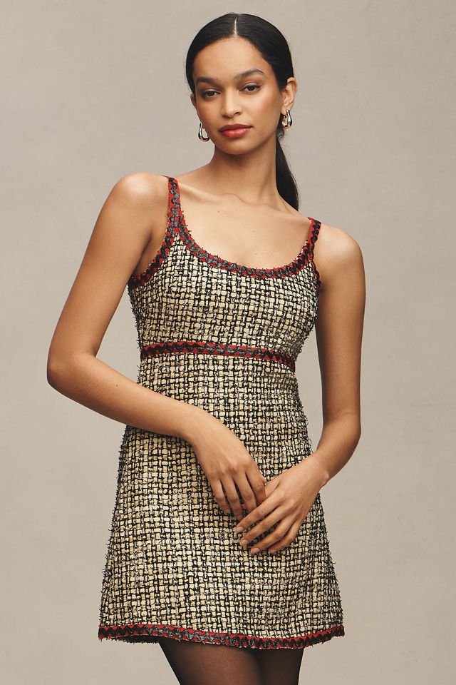English Factory Sleeveless Scoop-Neck Tweed Mini Dress #3