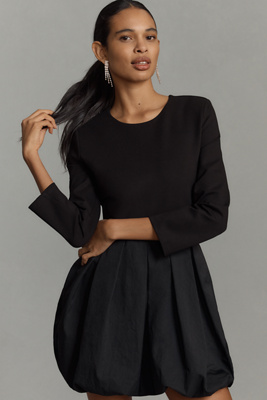 english factory short-sleeve twofer bubble mini dress Bubble Hem Shirt Dress  English Factory