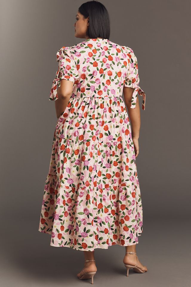 English Factory Plus Puff-Sleeve Tiered Midi Dress #1