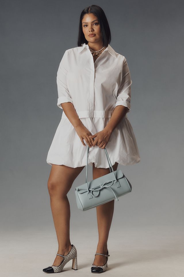 English Factory Plus Long-Sleeve Bubble Mini Shirt Dress #1