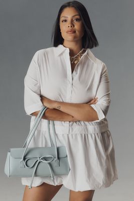 English Factory Plus Long-Sleeve Bubble Mini Shirt Dress