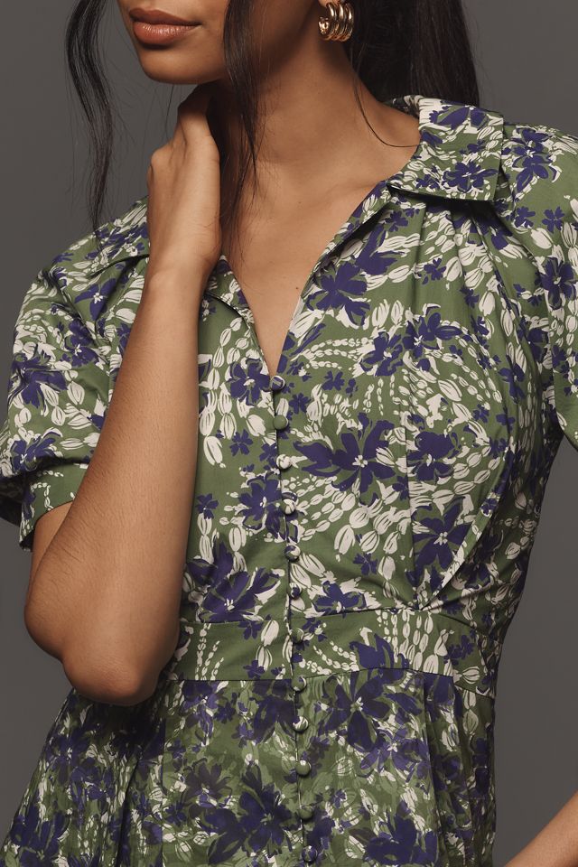 English Factory Short-Sleeve A-Line Midi Shirt Dress #1
