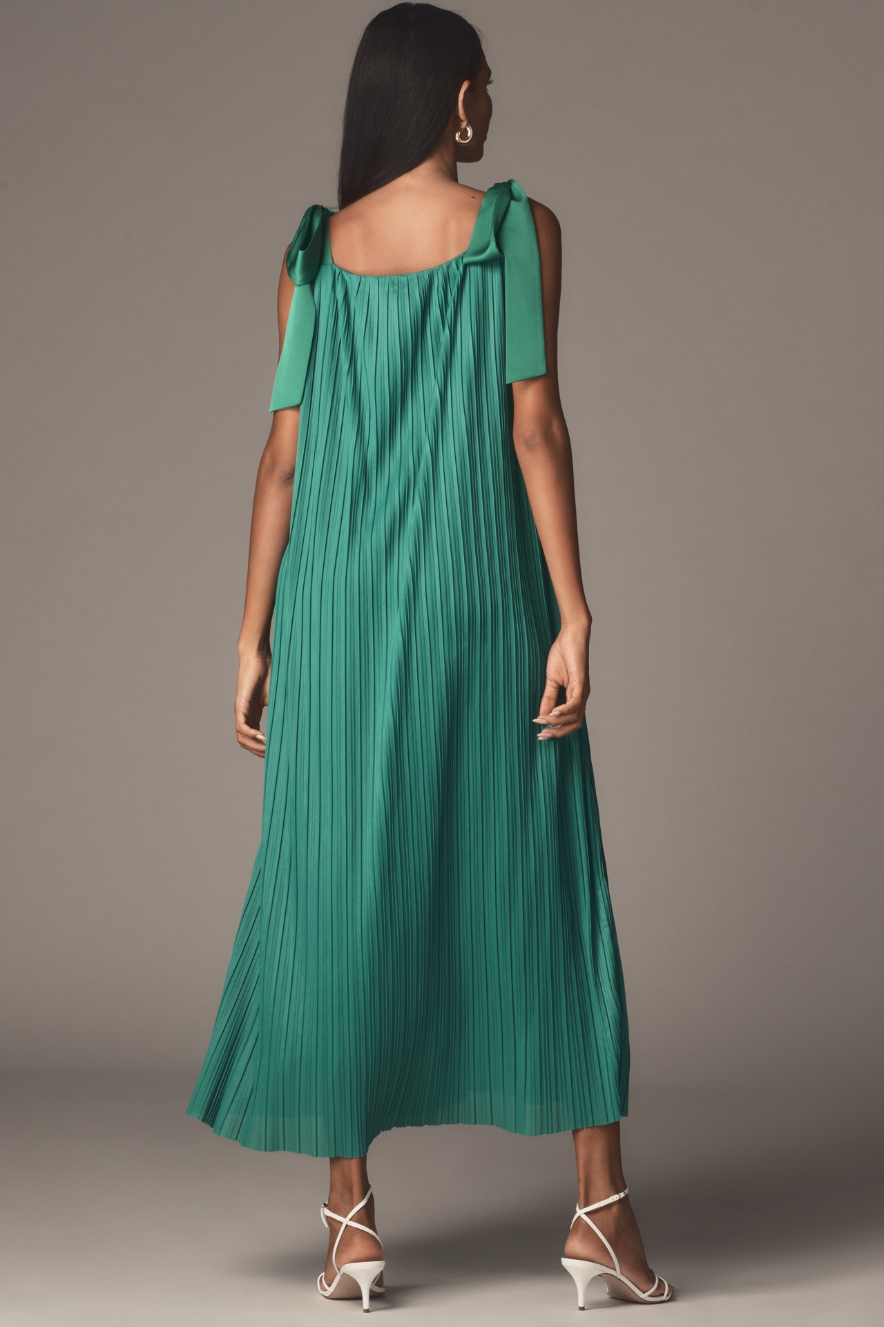 English Factory Tie-Strap Pleated Midi Dress