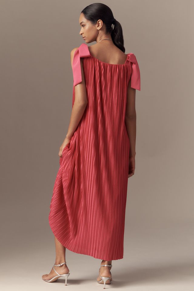 English Factory Tie-Strap Pleated Midi Dress
