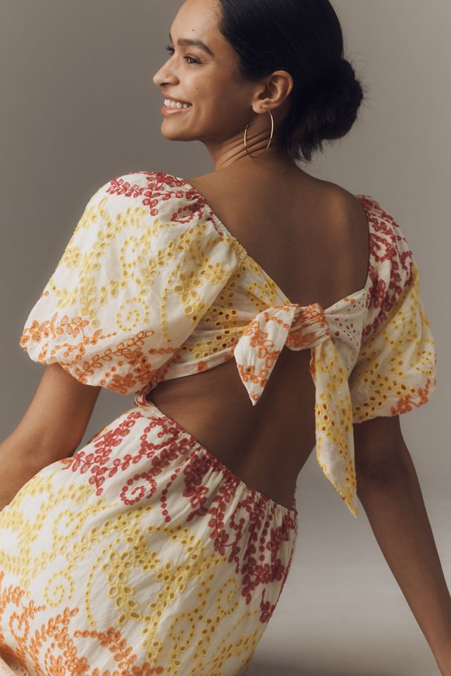 English Factory Short-Sleeve Sweetheart Babydoll Midi Dress #1