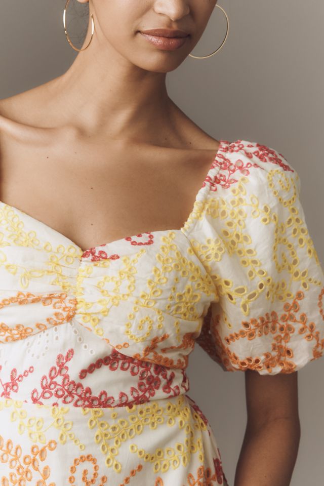 English Factory Short-Sleeve Sweetheart Babydoll Midi Dress #3