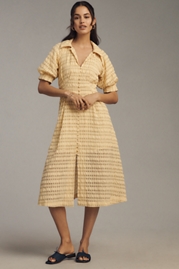 English Factory Short-Sleeve V-Neck A-Line Midi Shirt Dress