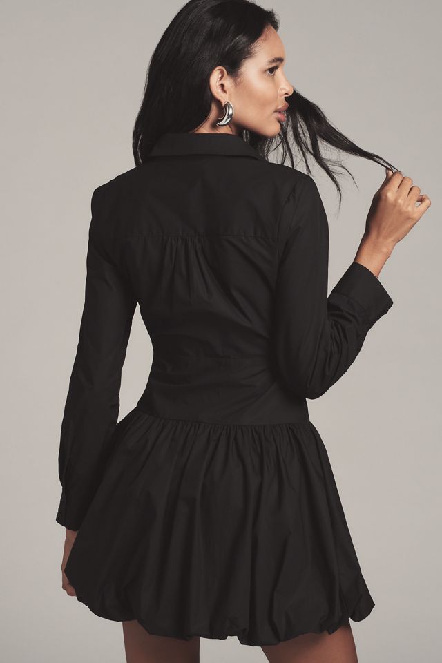 English Factory Long-Sleeve Collared Mini Shirt Dress #1