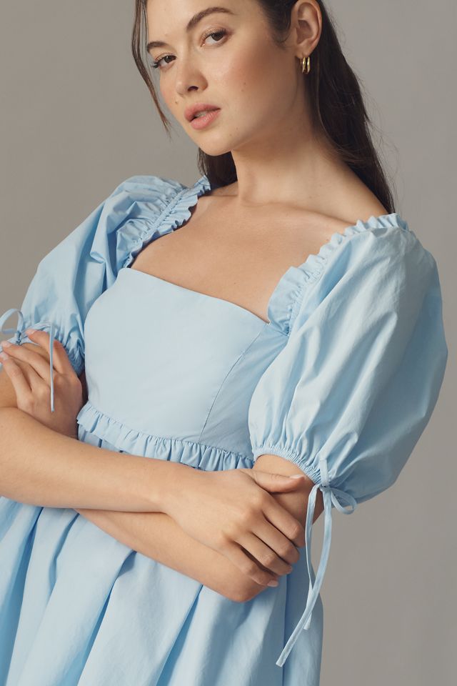 English Factory Puff-Sleeve Square-Neck Bubble Mini Dress #3