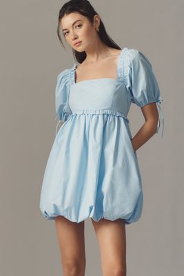 By Anthropologie Puff-Sleeve Relaxed Bubble Mini Dress