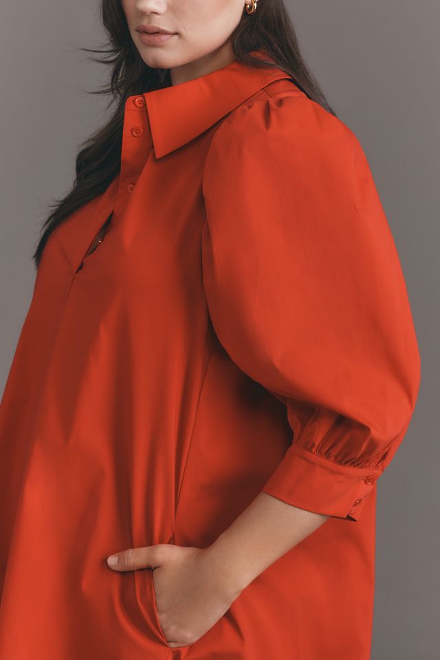 English Factory Plus Puff-Sleeve Collared Mini Dress #1