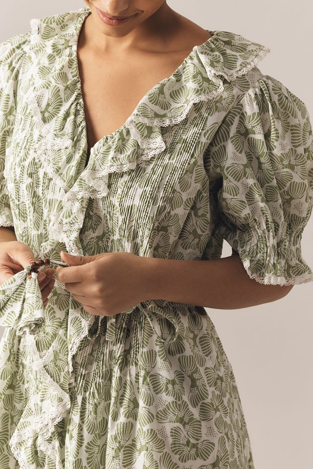 English Factory Plus Puff-Sleeve V-Neck Ruffled Mini Dress #1