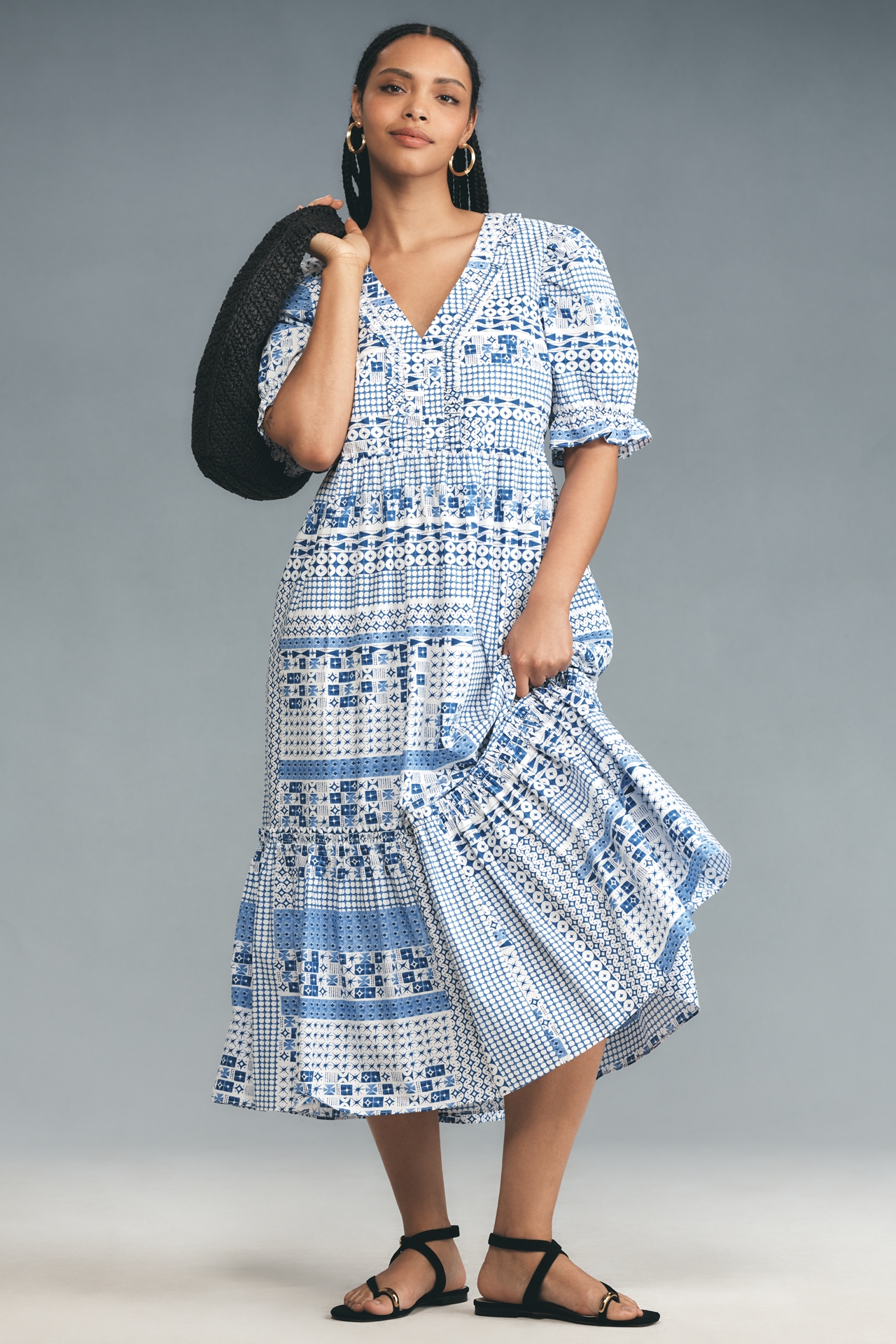 English Factory Plus V-Neck Floral Midi Dress