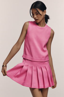 ENGLISH FACTORY SLEEVELESS PLEATED MINI DRESS 
