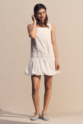 ENGLISH FACTORY SLEEVELESS SQUARE-NECK BUBBLE MINI DRESS 