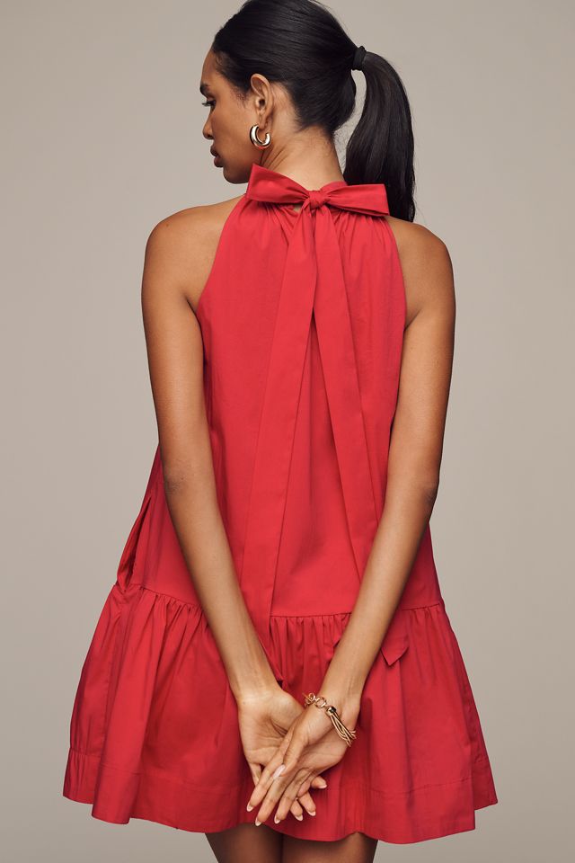 English Factory Halter Poplin Drop-Waist Mini Dress #1