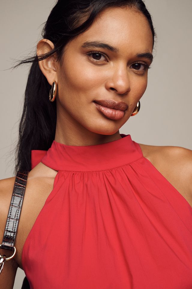 English Factory Halter Poplin Drop-Waist Mini Dress #3