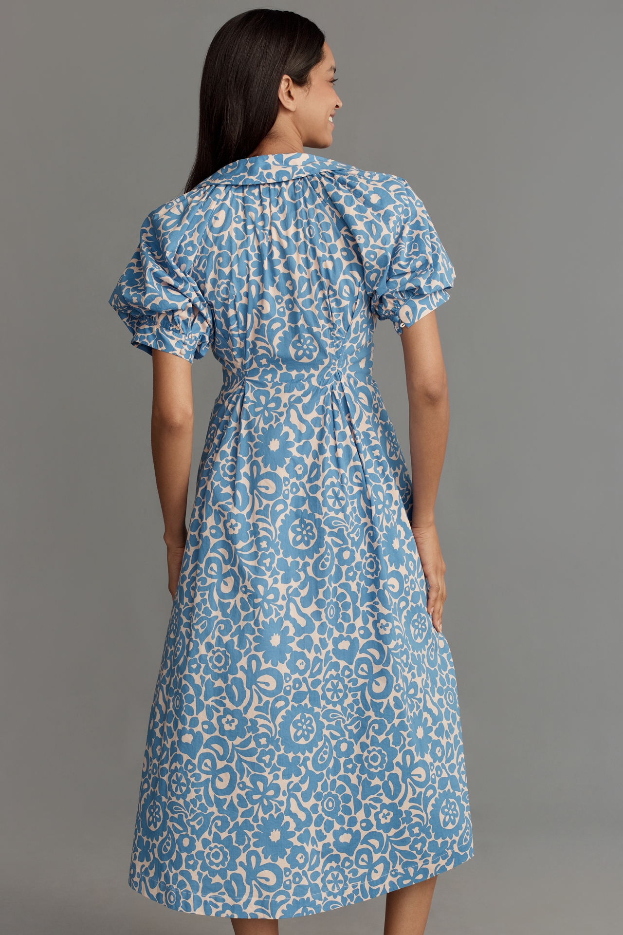 English Factory Short-Sleeve A-Line Midi Shirt Dress