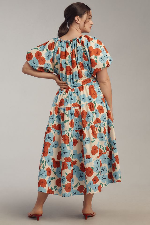 English Factory Plus Puff-Sleeve Tiered Floral Midi Dress #2