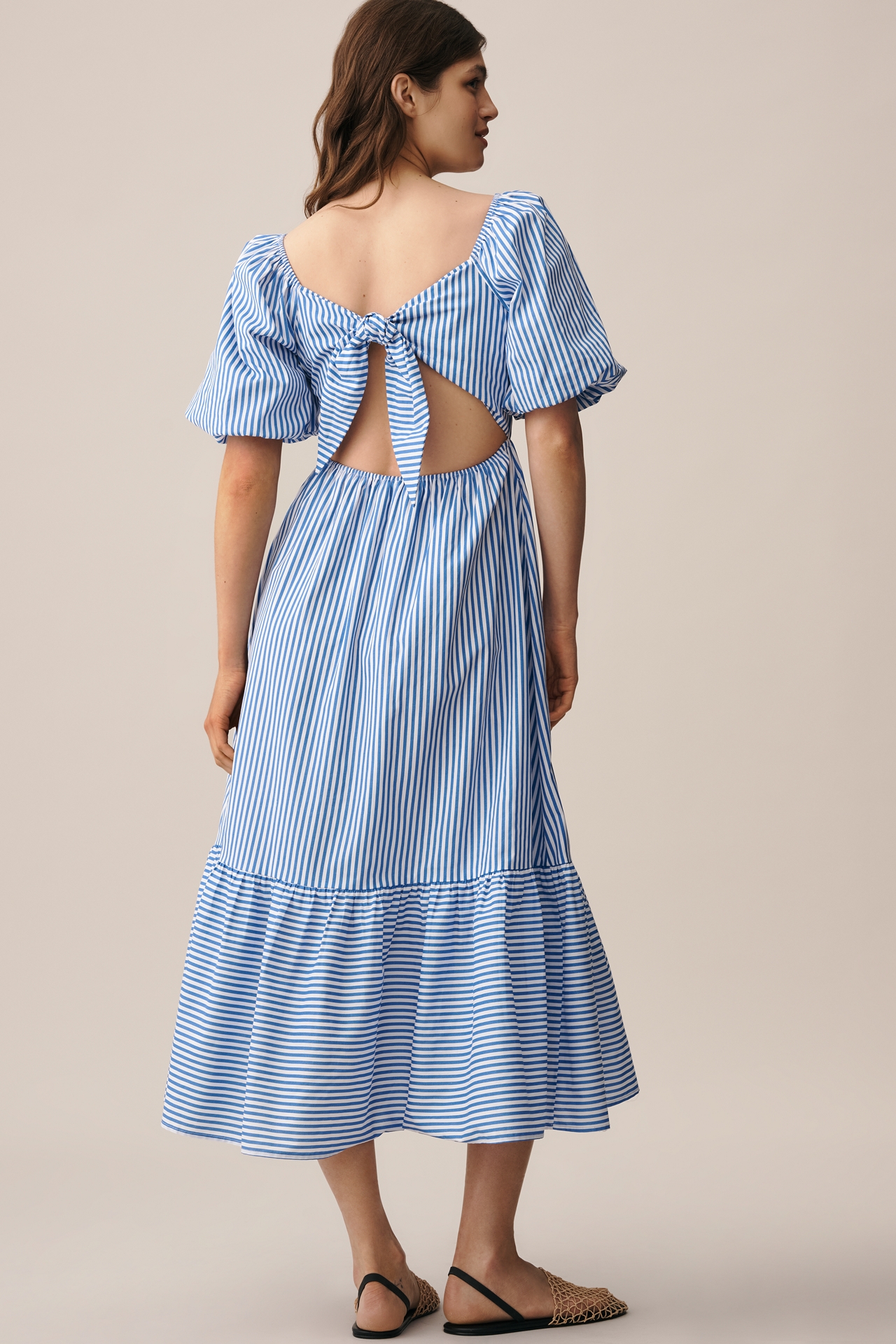 English Factory Puff-Sleeve Sweetheart A-Line Midi Dress
