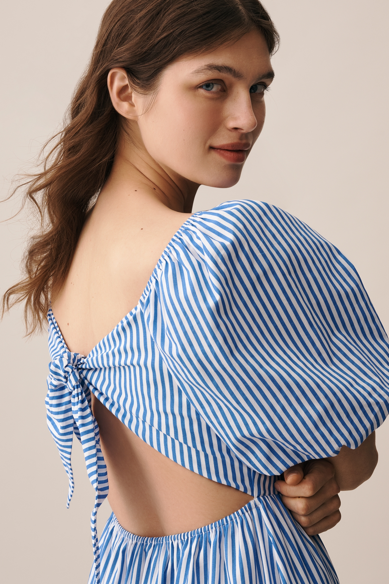 English Factory Puff-Sleeve Sweetheart A-Line Midi Dress