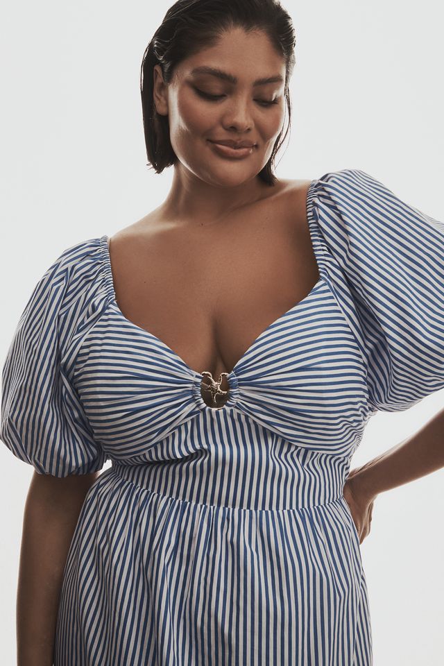 English Factory Puff-Sleeve Sweetheart A-Line Midi Dress #5
