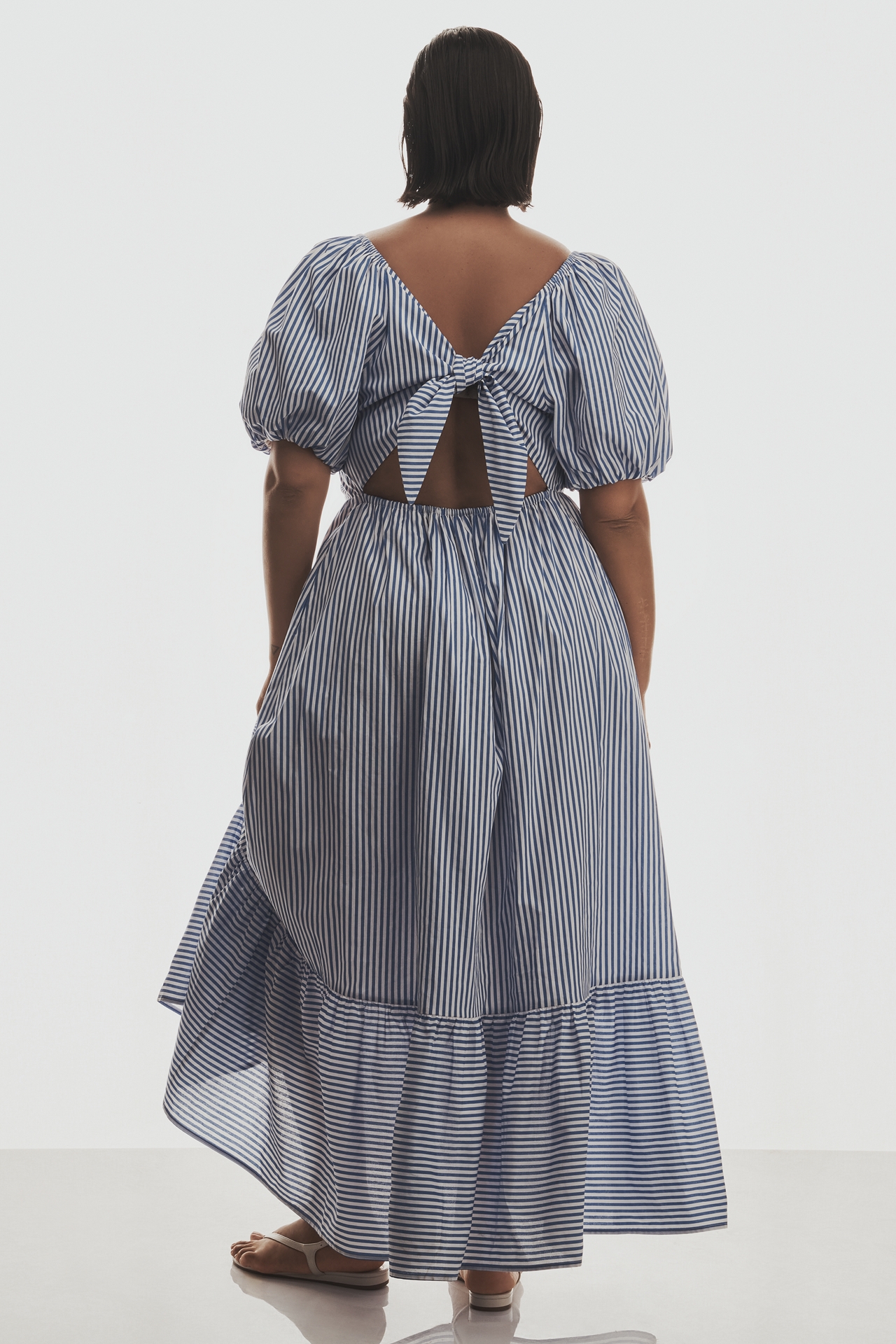 English Factory Puff-Sleeve Sweetheart A-Line Midi Dress