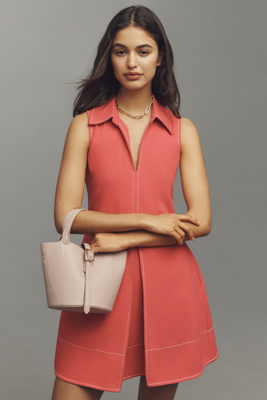 English Factory Sleeveless Collared A-line Mini Dress