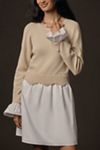English Factory Linen Blend Long-Sleeve Sweater Twofer Mini Dress