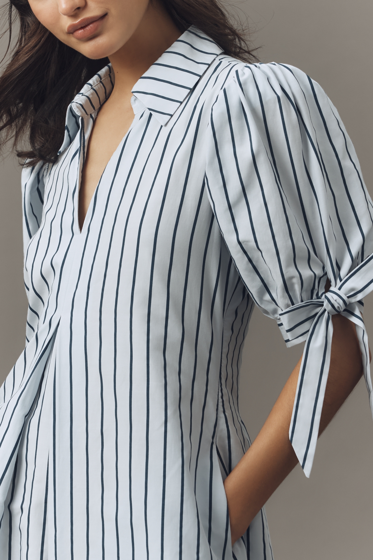 English Factory Striped Midi Shirt Dress