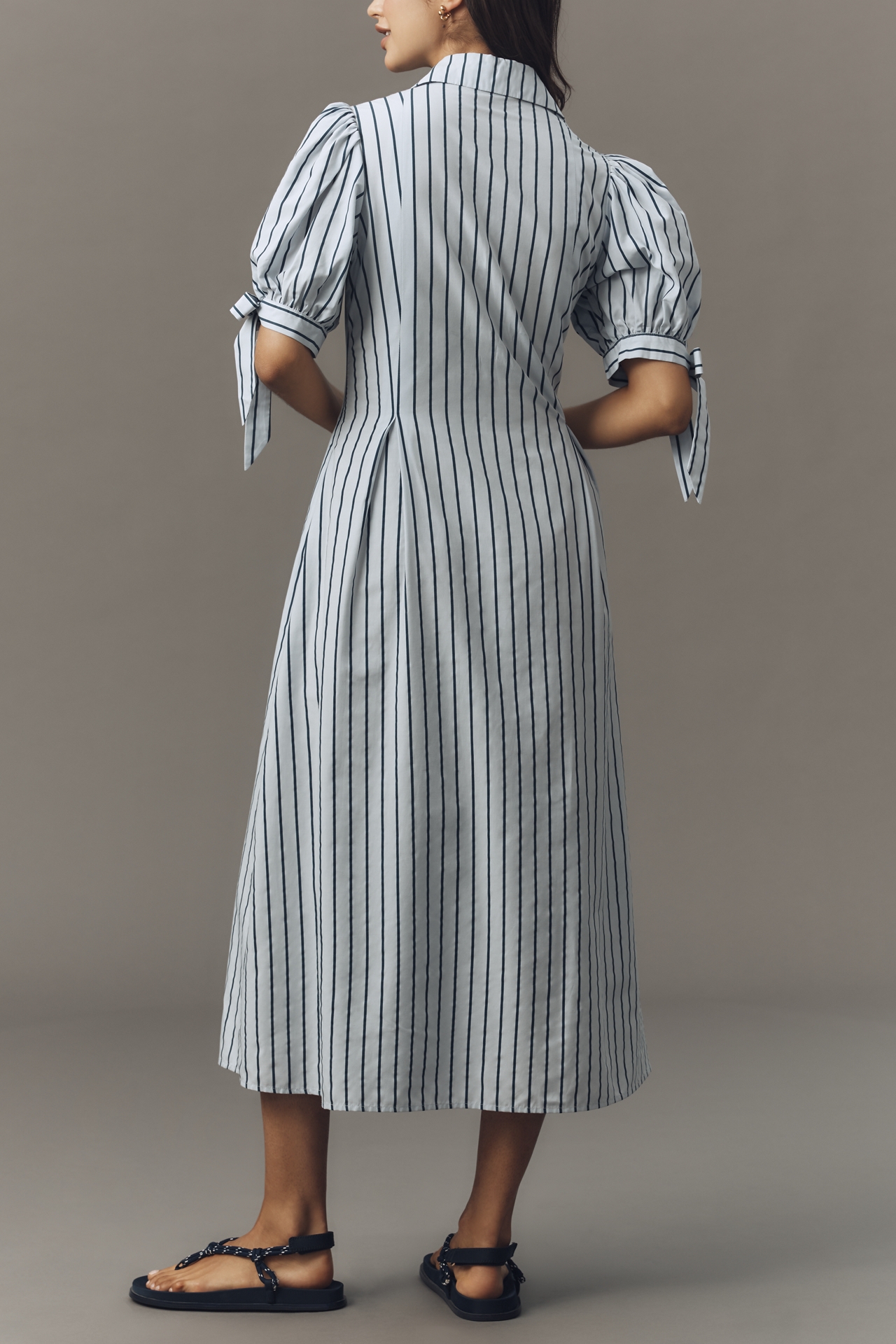 English Factory Striped Midi Shirt Dress