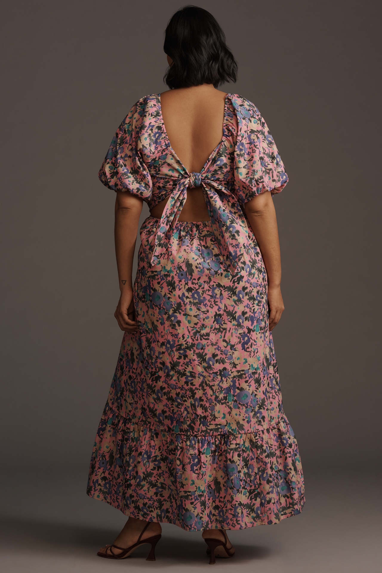 English Factory Puff-Sleeve Printed Midi Dress