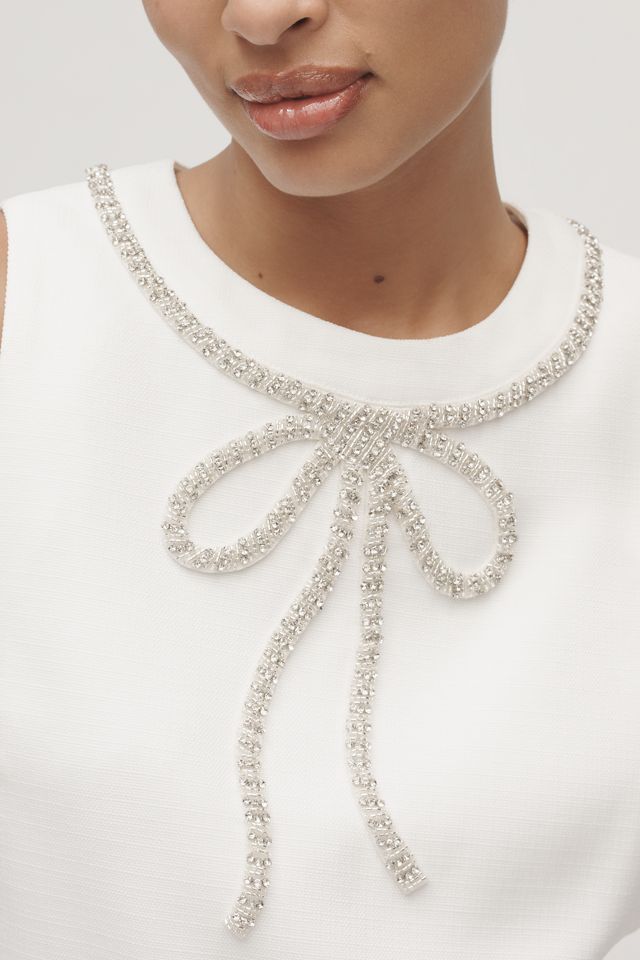 English Factory Sleeveless Rhinestone Bow Mini Dress #1