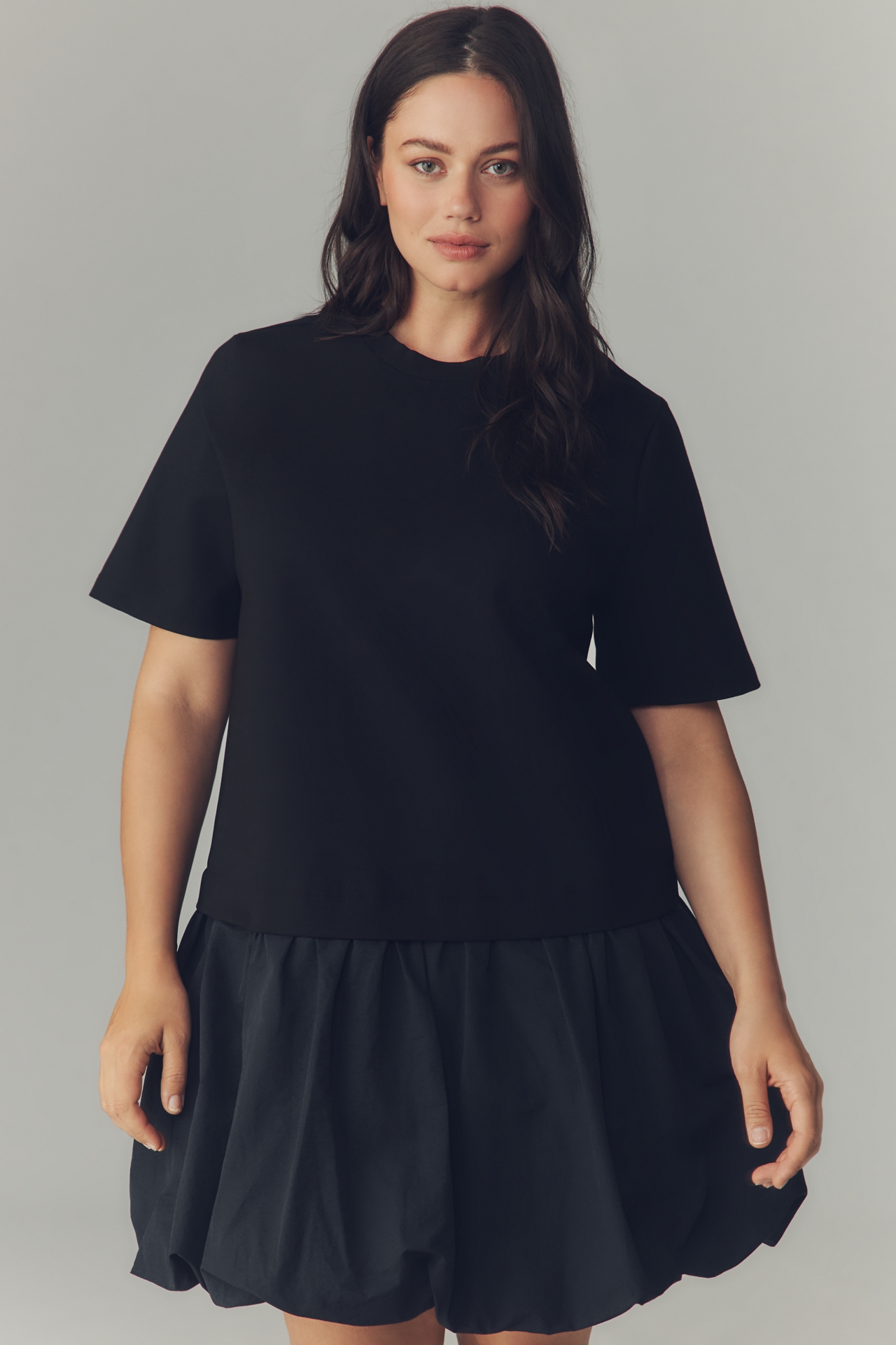 English Factory Short-Sleeve Twofer Bubble Mini Dress