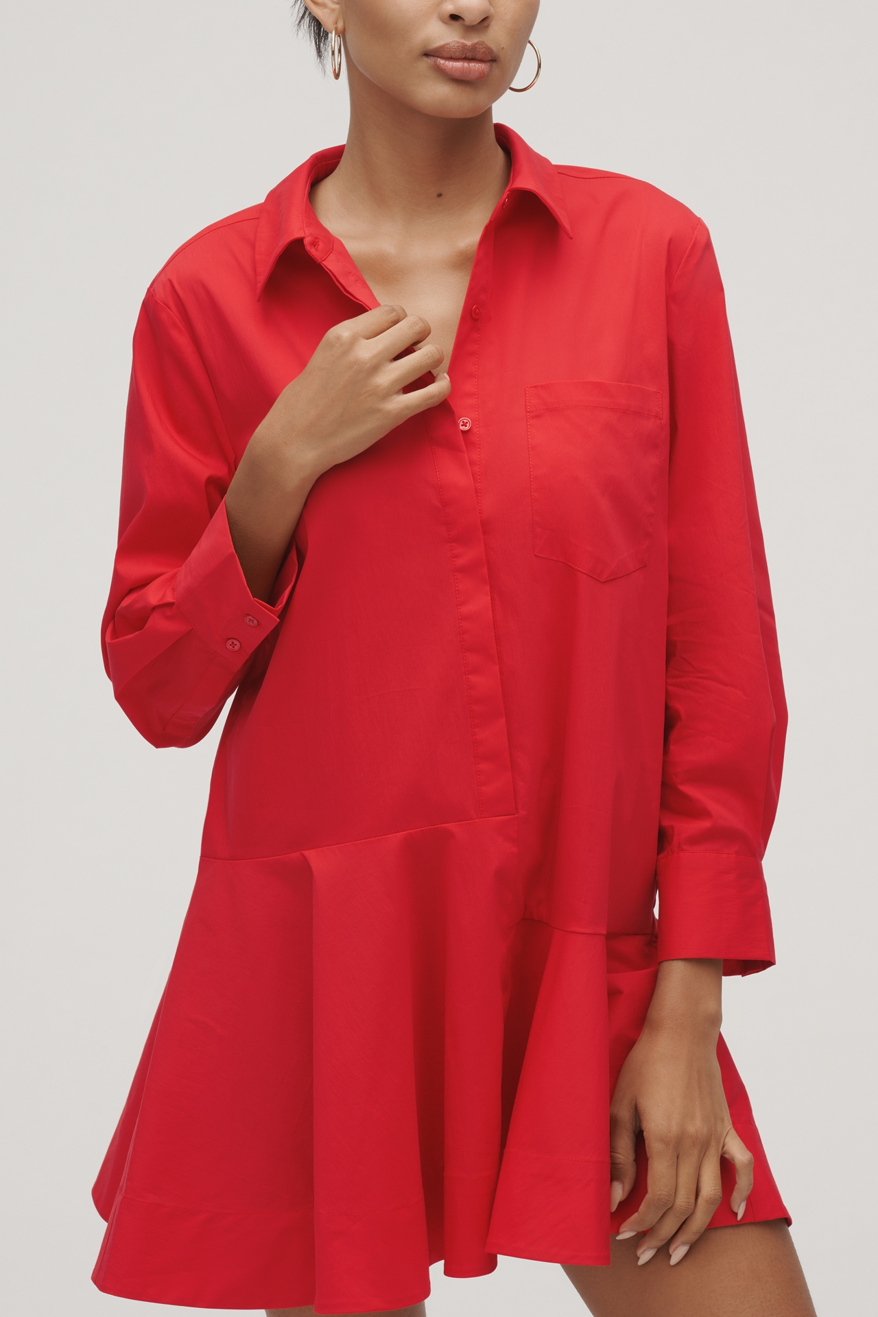 English Factory Long-Sleeve Mini Shirt Dress