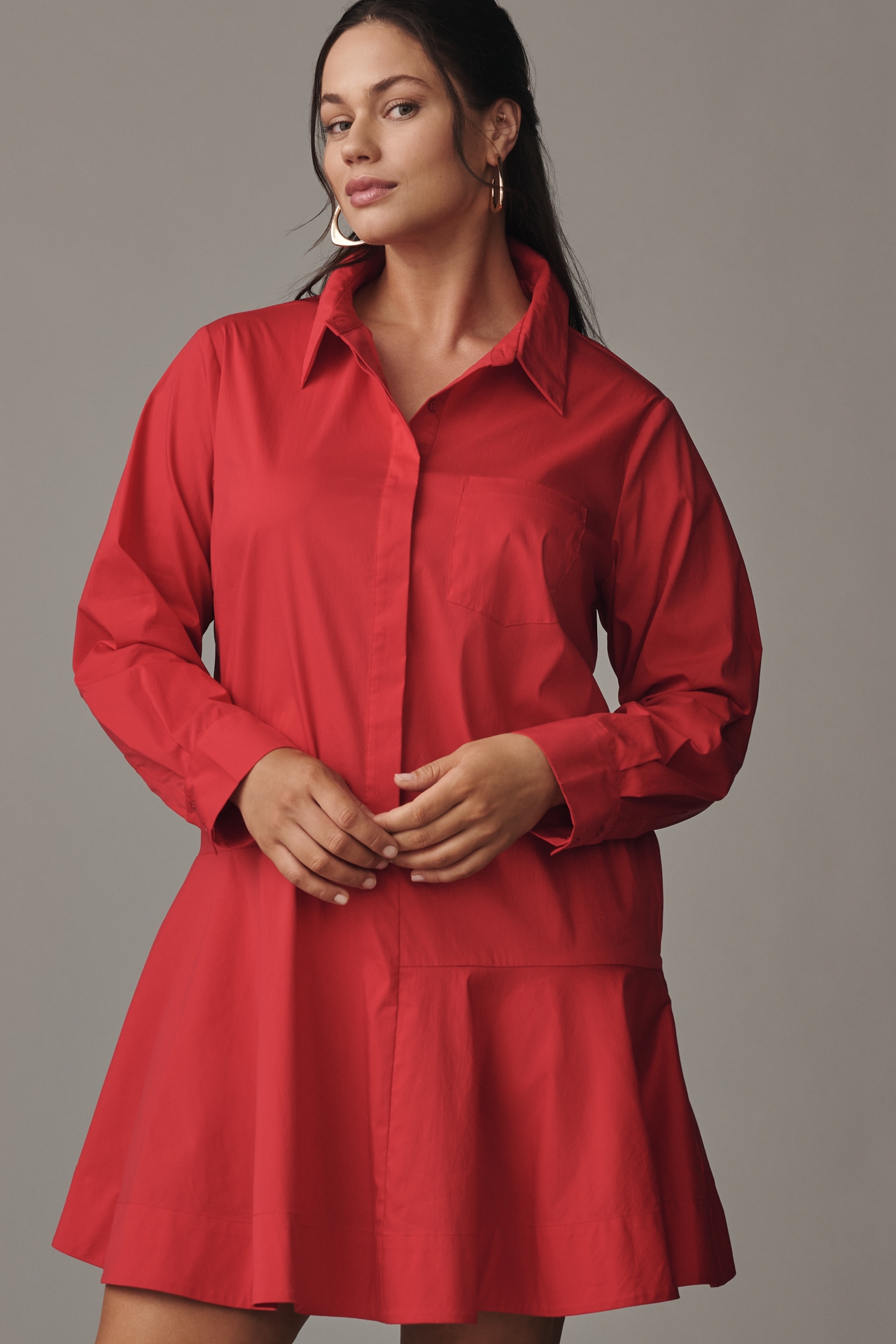 English Factory Long-Sleeve Mini Shirt Dress