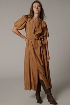 English Factory Short-Sleeve Tie-Waist Midi Dress