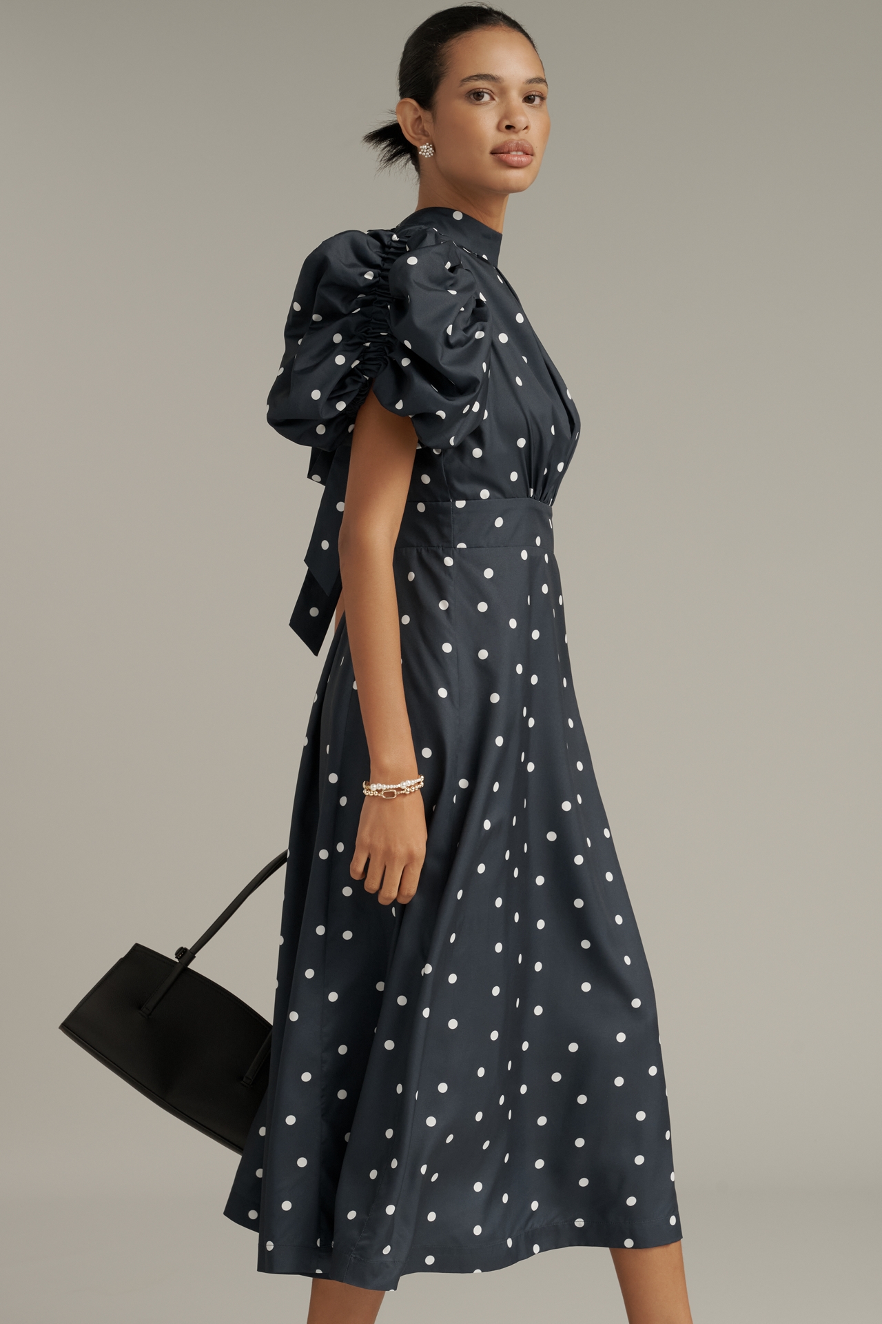 English Factory Mock-Neck A-Line Midi Dress