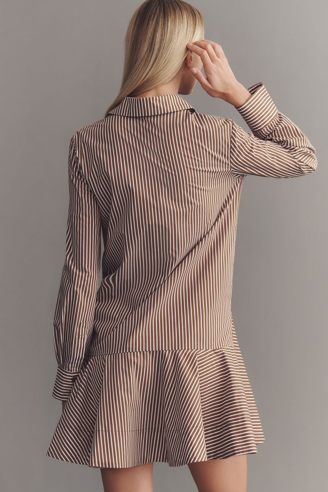 English Factory Long-Sleeve Drop-Waist Mini Shirt Dress #1